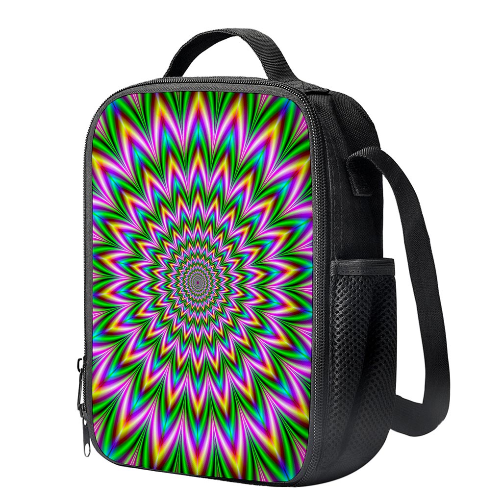 Psychedelic Radiant Optical Illusion Crossbody Lunch Bag