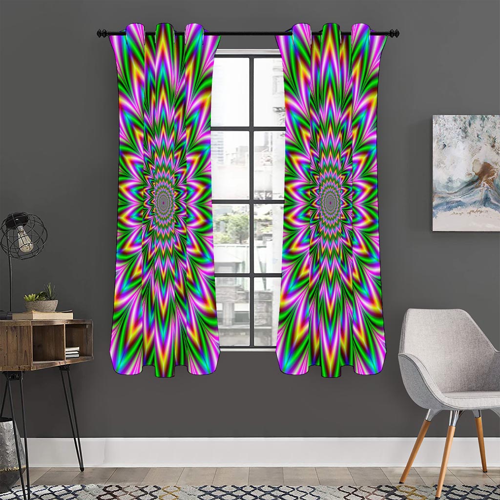 Psychedelic Radiant Optical Illusion Curtain