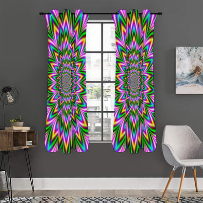 Psychedelic Radiant Optical Illusion Curtain