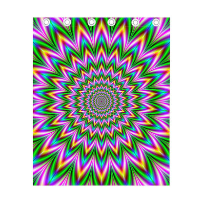 Psychedelic Radiant Optical Illusion Curtain