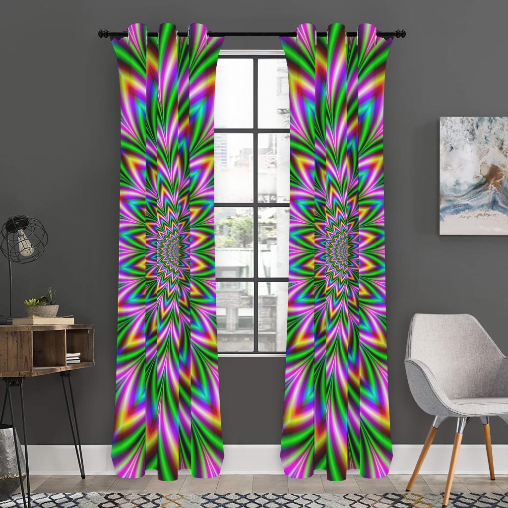 Psychedelic Radiant Optical Illusion Curtain