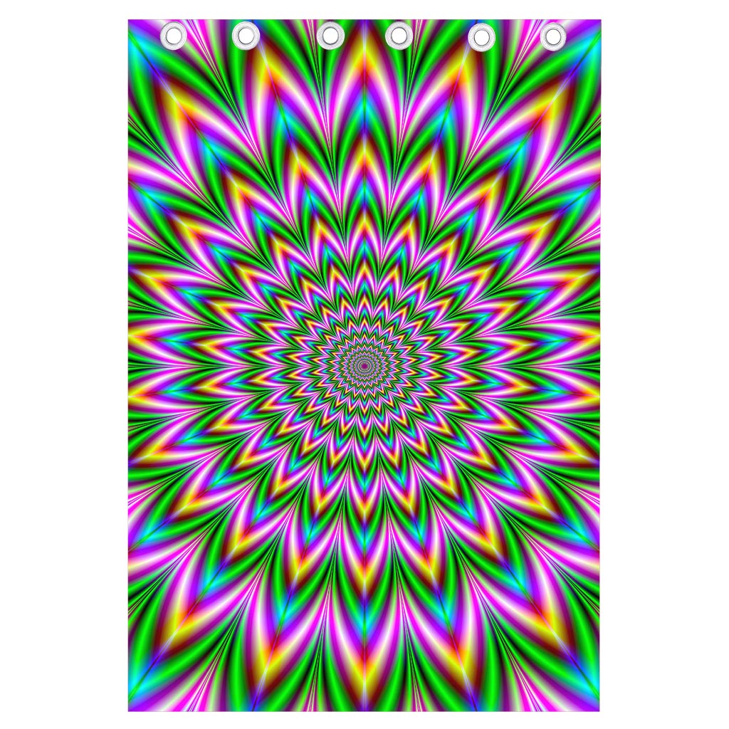 Psychedelic Radiant Optical Illusion Curtain