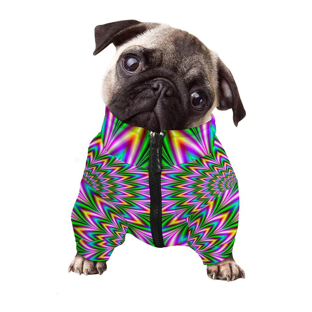 Psychedelic Radiant Optical Illusion Dog Zip Up Jacket