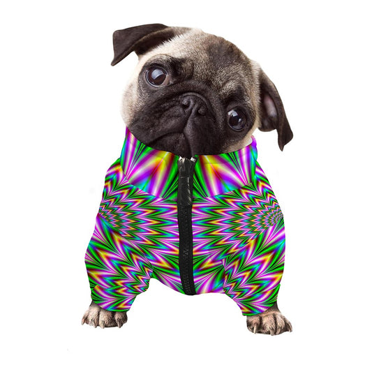 Psychedelic Radiant Optical Illusion Dog Zip Up Jacket