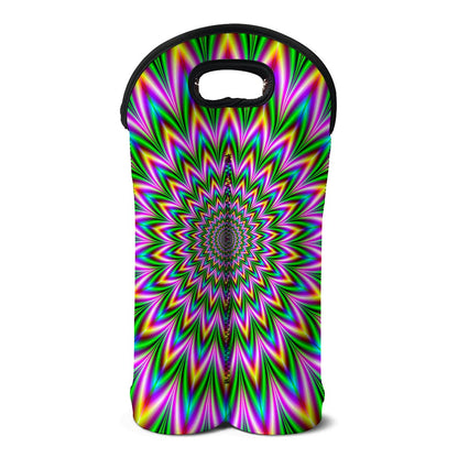 Psychedelic Radiant Optical Illusion Double Neoprene Wine Tote