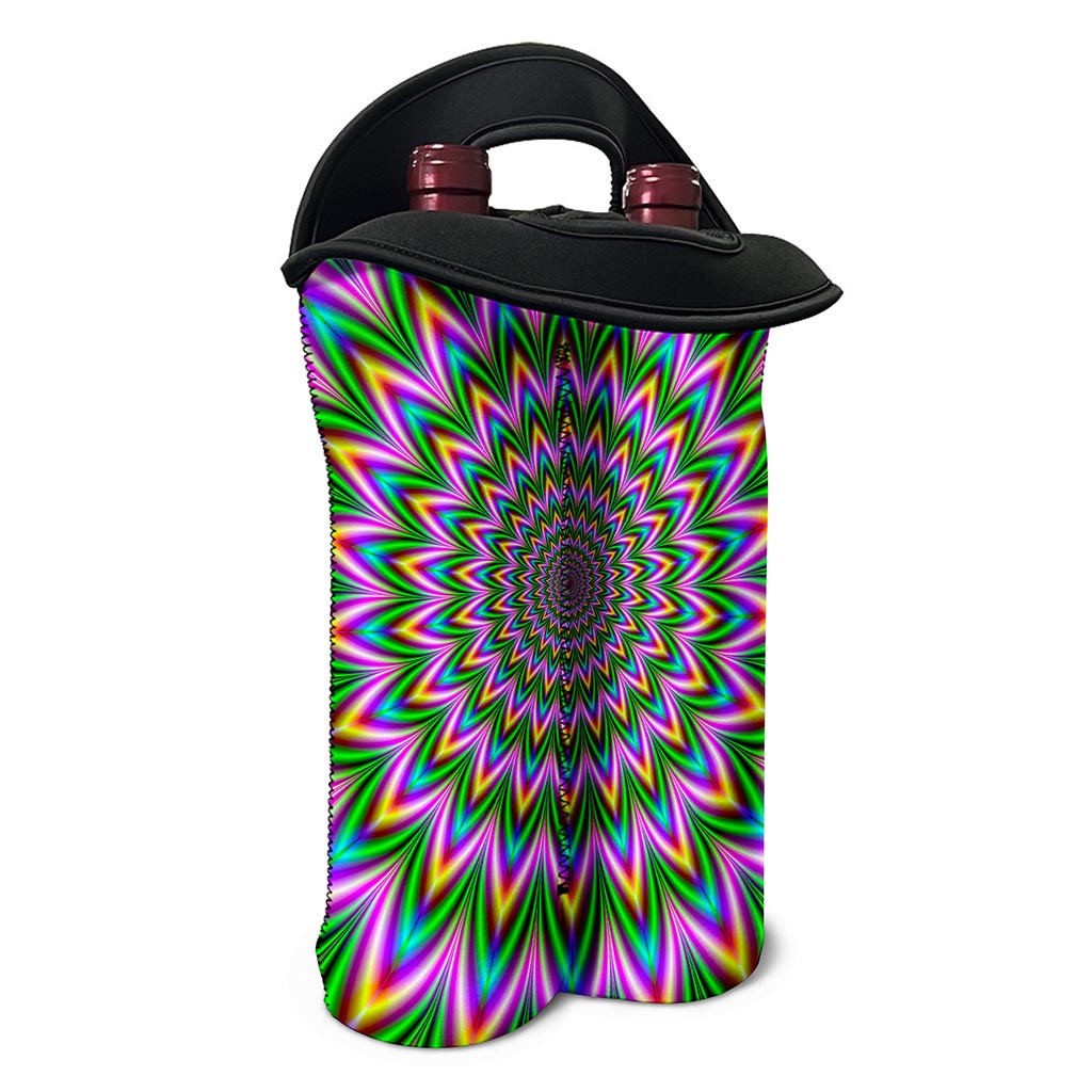 Psychedelic Radiant Optical Illusion Double Neoprene Wine Tote