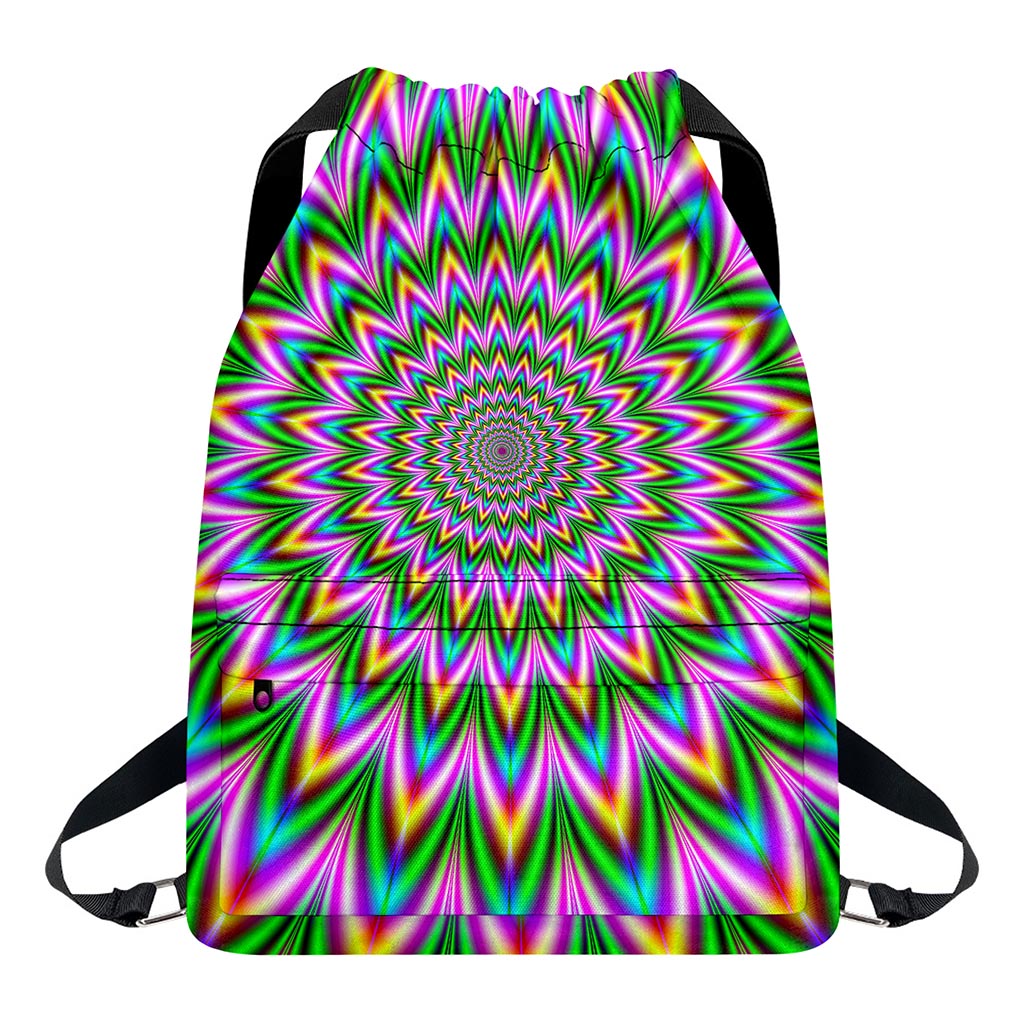 Psychedelic Radiant Optical Illusion Drawstring Backpack