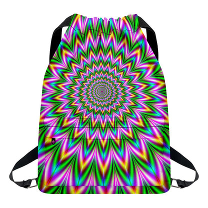 Psychedelic Radiant Optical Illusion Drawstring Backpack