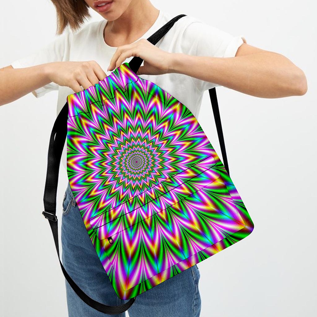 Psychedelic Radiant Optical Illusion Drawstring Backpack