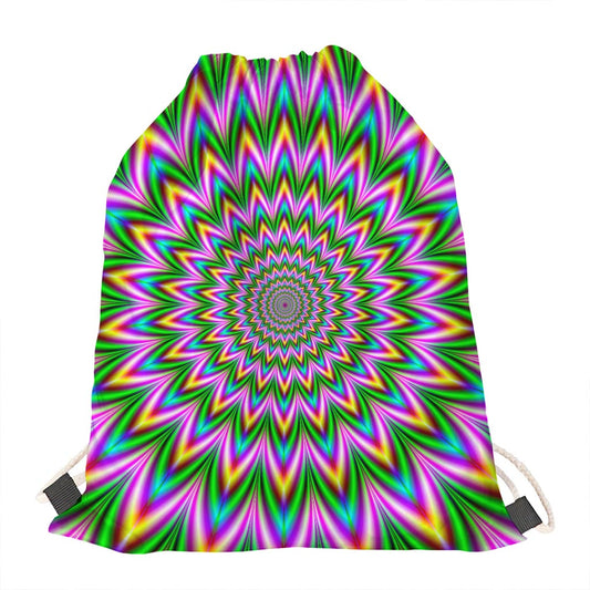 Psychedelic Radiant Optical Illusion Drawstring Bag