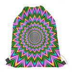 Psychedelic Radiant Optical Illusion Drawstring Bag