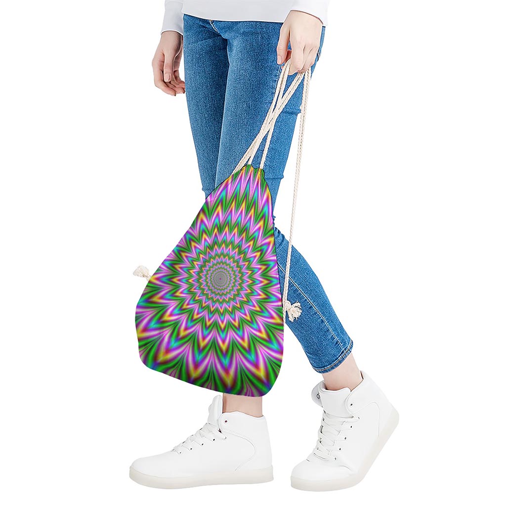 Psychedelic Radiant Optical Illusion Drawstring Bag