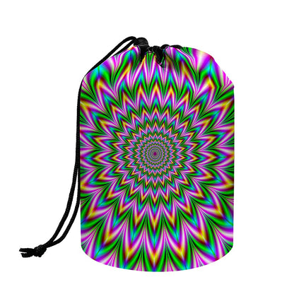 Psychedelic Radiant Optical Illusion Drawstring Makeup Bag