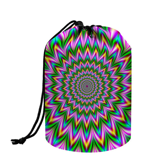 Psychedelic Radiant Optical Illusion Drawstring Makeup Bag