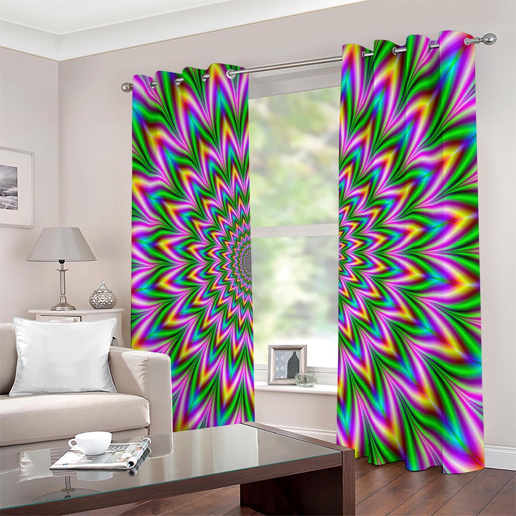 Psychedelic Radiant Optical Illusion Extra Wide Grommet Curtains