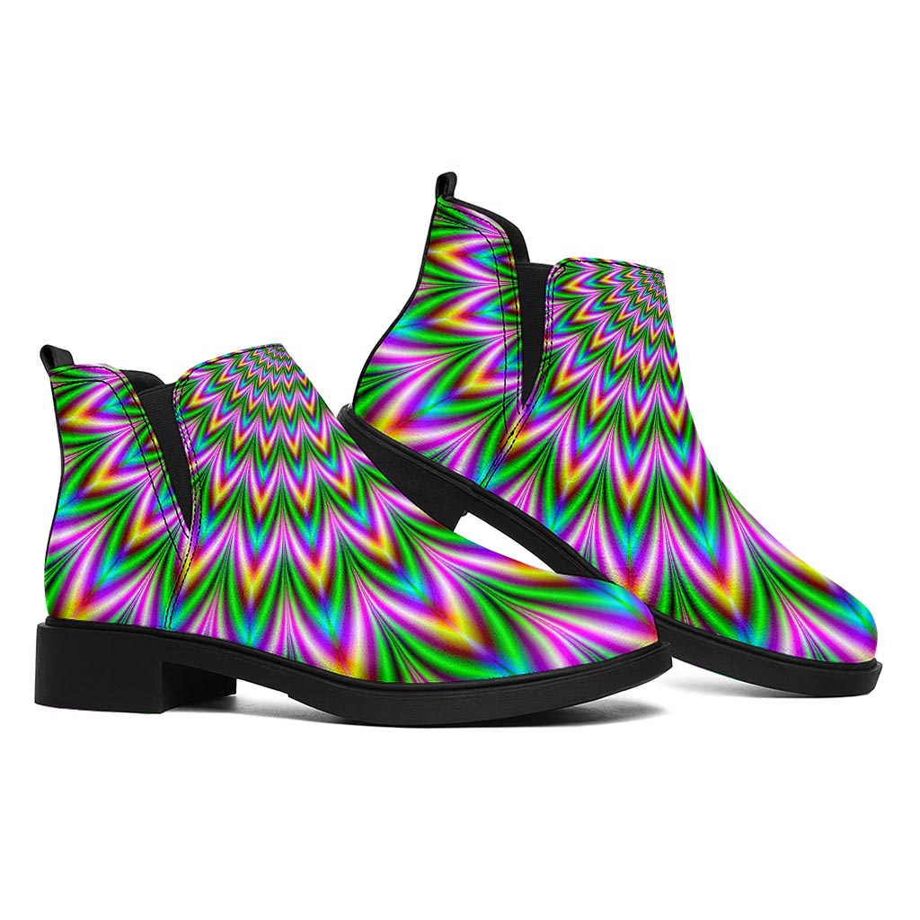 Psychedelic Radiant Optical Illusion Flat Ankle Boots