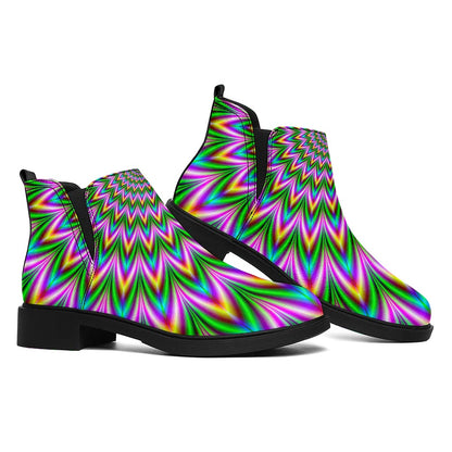 Psychedelic Radiant Optical Illusion Flat Ankle Boots