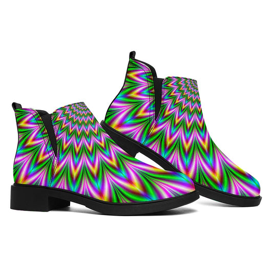 Psychedelic Radiant Optical Illusion Flat Ankle Boots