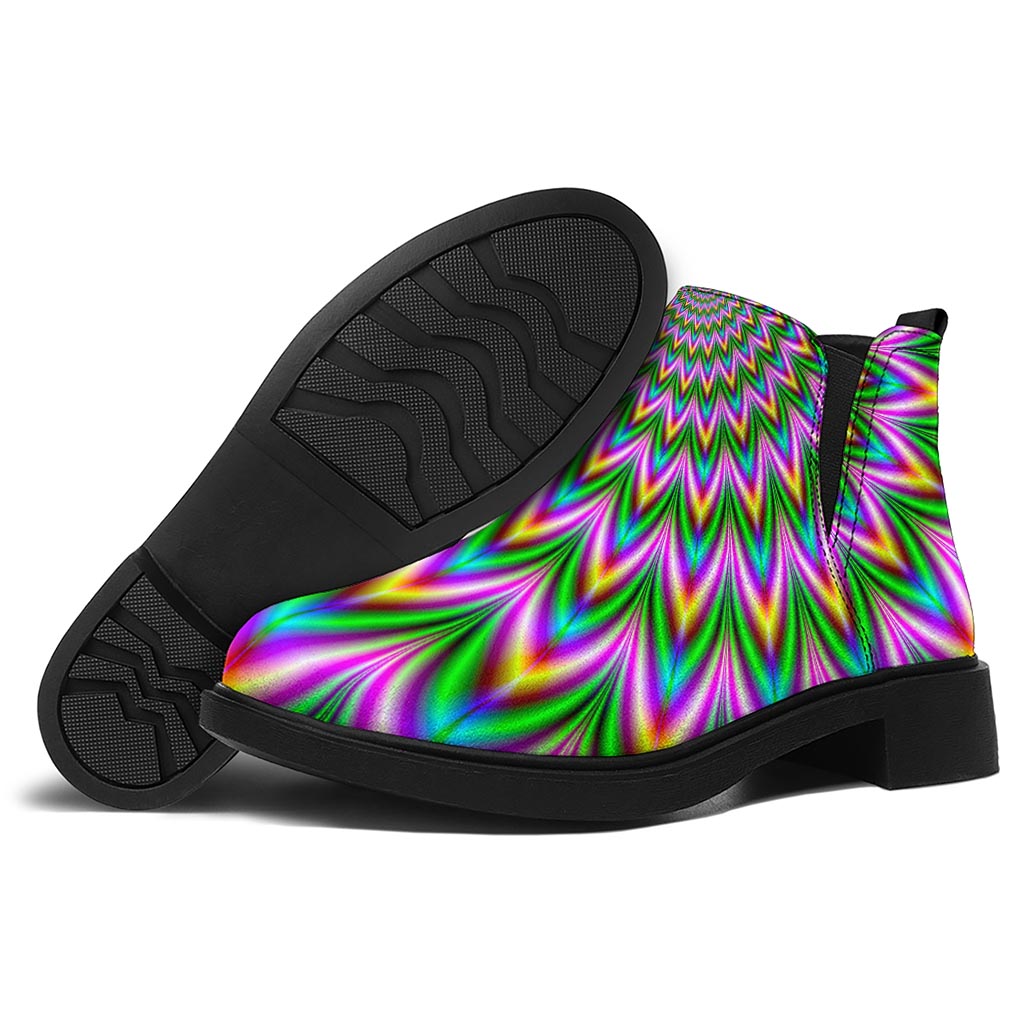 Psychedelic Radiant Optical Illusion Flat Ankle Boots