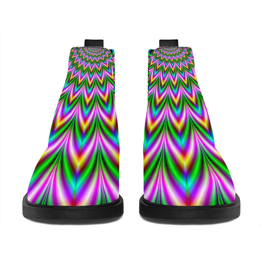 Psychedelic Radiant Optical Illusion Flat Ankle Boots