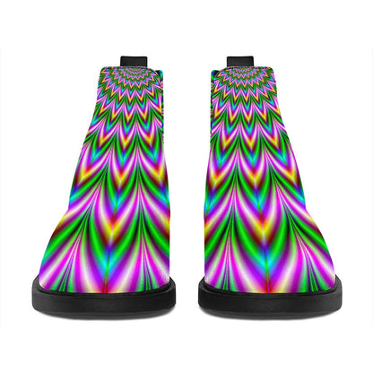 Psychedelic Radiant Optical Illusion Flat Ankle Boots
