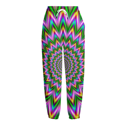 Psychedelic Radiant Optical Illusion Fleece Lined Knit Pants