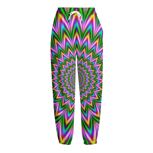 Psychedelic Radiant Optical Illusion Fleece Lined Knit Pants