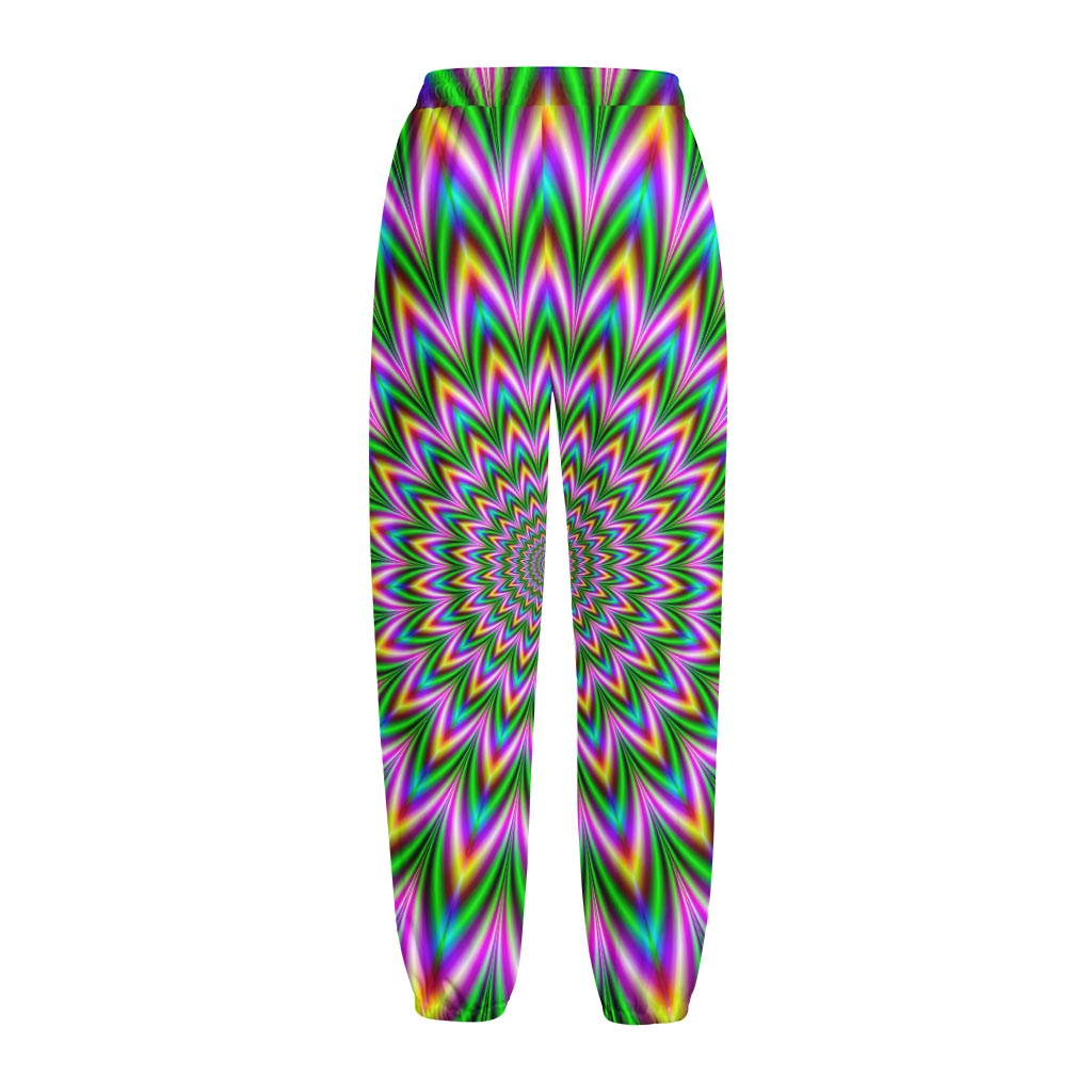 Psychedelic Radiant Optical Illusion Fleece Lined Knit Pants
