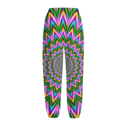 Psychedelic Radiant Optical Illusion Fleece Lined Knit Pants