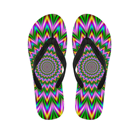 Psychedelic Radiant Optical Illusion Flip Flops