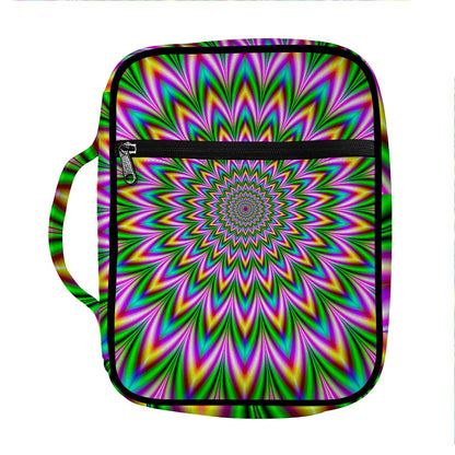 Psychedelic Radiant Optical Illusion Front Pocket Bible Bag