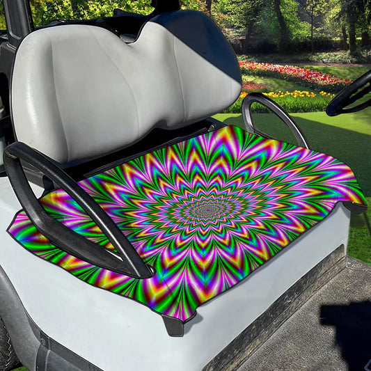 Psychedelic Radiant Optical Illusion Golf Cart Seat Cover