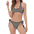 Psychedelic Radiant Optical Illusion Halter Scoop Tie Side Bikini
