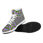 Psychedelic Radiant Optical Illusion High Top Leather Sneakers