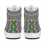 Psychedelic Radiant Optical Illusion High Top Leather Sneakers