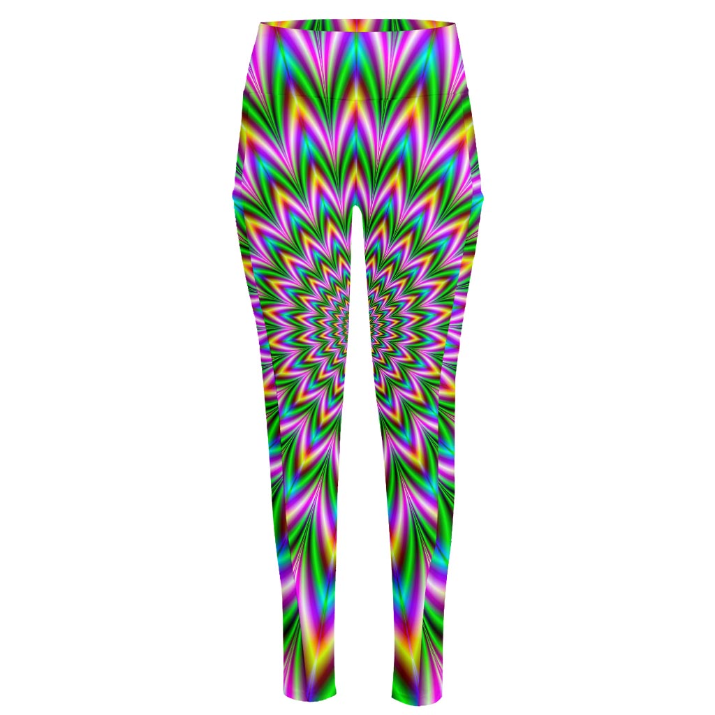 Psychedelic Radiant Optical Illusion High-Waisted Pocket Leggings