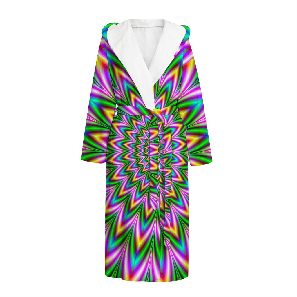 Psychedelic Radiant Optical Illusion Hooded Bathrobe