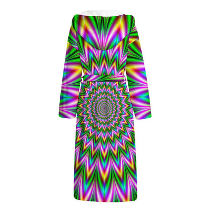 Psychedelic Radiant Optical Illusion Hooded Bathrobe