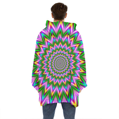 Psychedelic Radiant Optical Illusion Hoodie Blanket