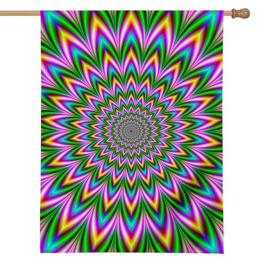 Psychedelic Radiant Optical Illusion House Flag