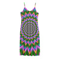 Psychedelic Radiant Optical Illusion Jersey Midi Cami Dress