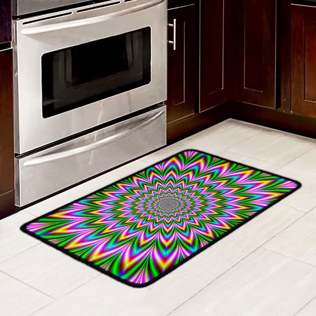 Psychedelic Radiant Optical Illusion Kitchen Mat