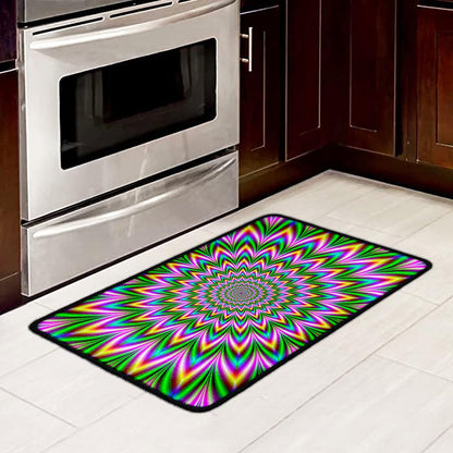 Psychedelic Radiant Optical Illusion Kitchen Mat