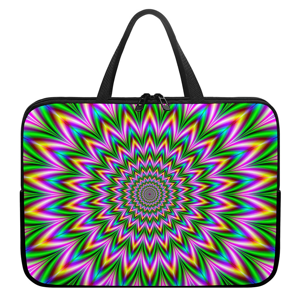Psychedelic Radiant Optical Illusion Laptop Sleeve With Handle
