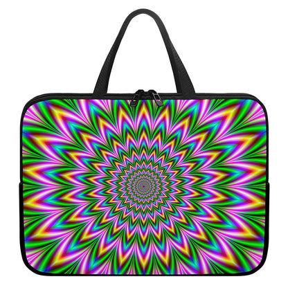 Psychedelic Radiant Optical Illusion Laptop Sleeve With Handle