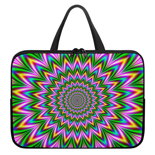 Psychedelic Radiant Optical Illusion Laptop Sleeve With Handle