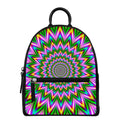 Psychedelic Radiant Optical Illusion Leather Backpack