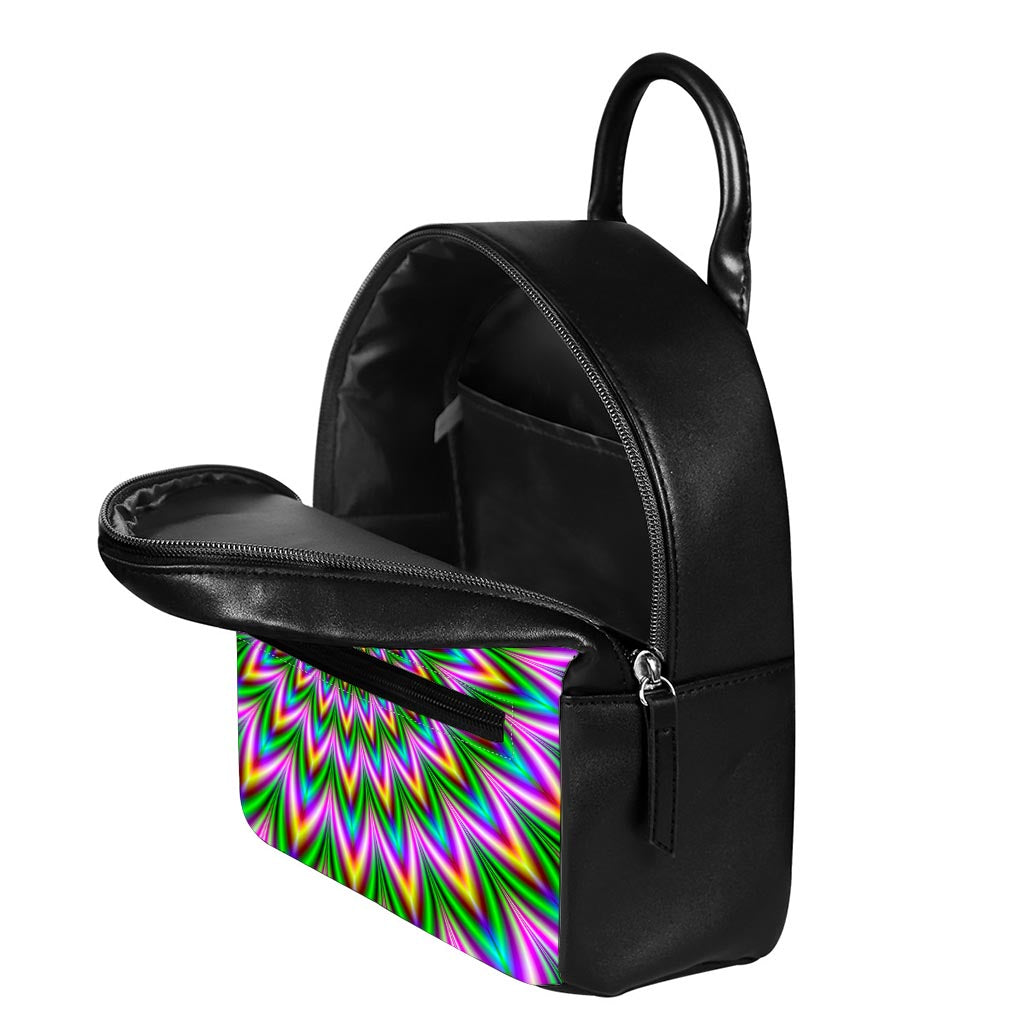 Psychedelic Radiant Optical Illusion Leather Backpack