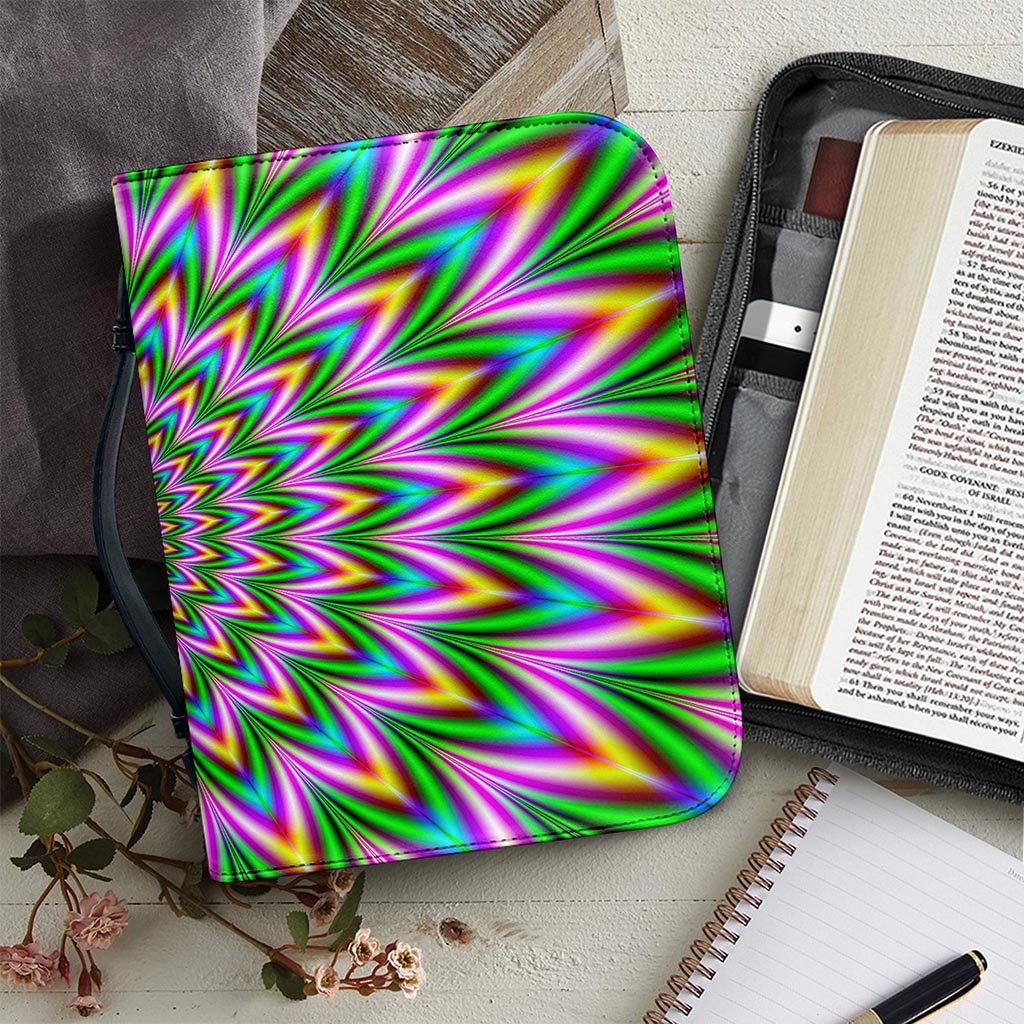 Psychedelic Radiant Optical Illusion Leather Bible Cover