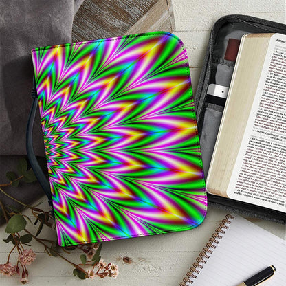 Psychedelic Radiant Optical Illusion Leather Bible Cover